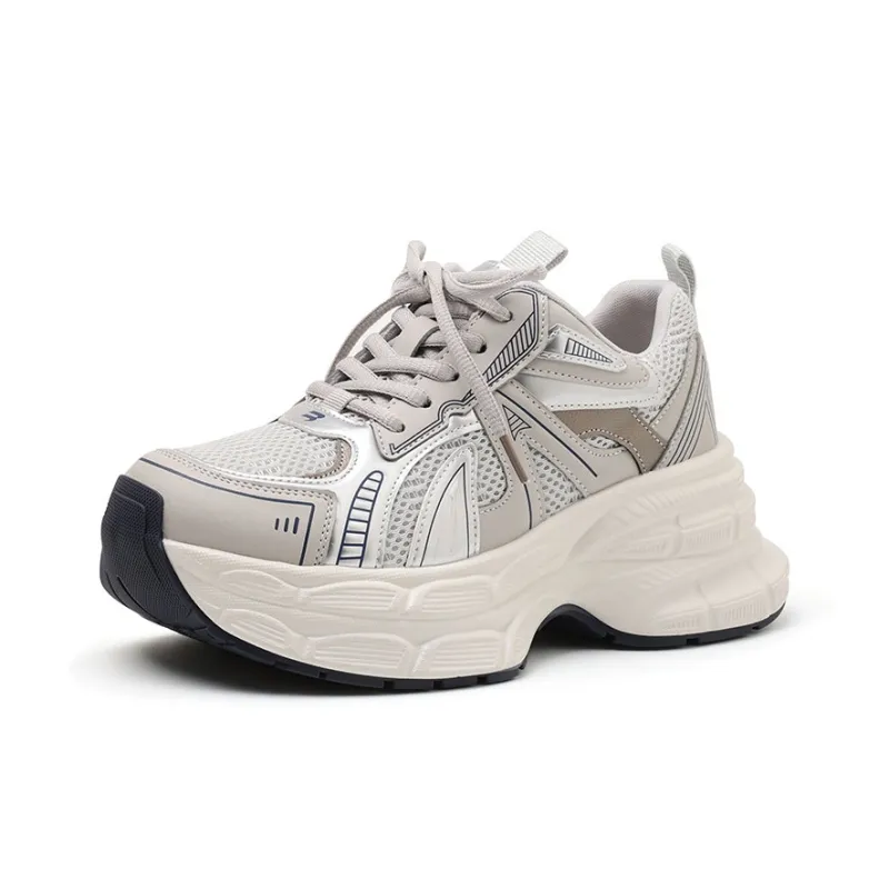 MOMGOG Breathable Lightweight Height Increasing Low Top Chunky Sneakers Women's-6