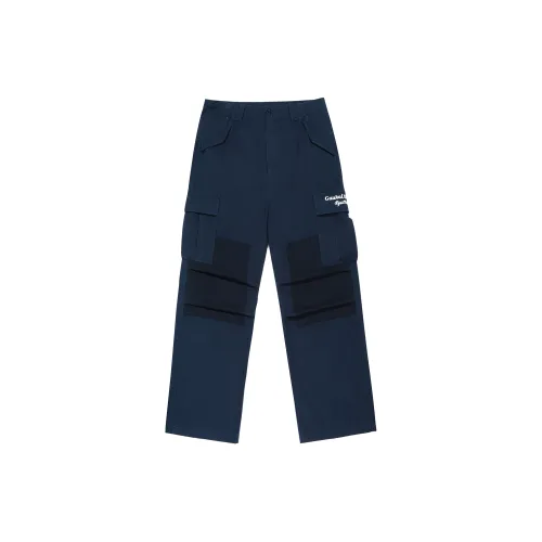Guuka Embroidered Letter Casual Pants Unisex Navy Blue