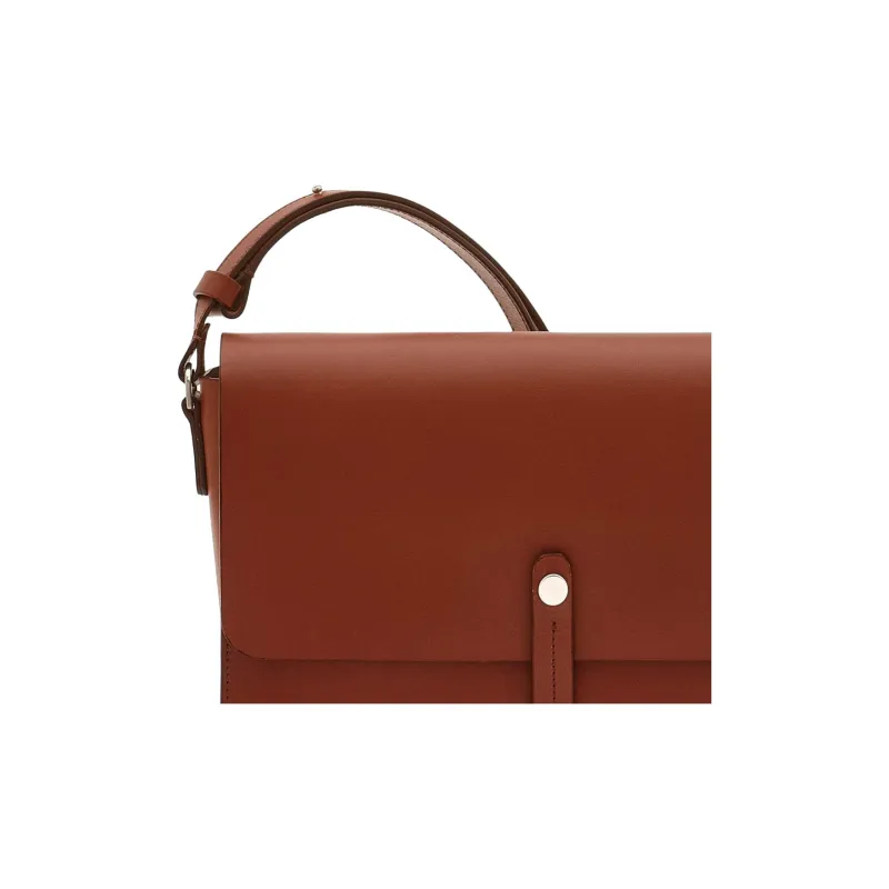 Il Bisonte Tanned Cow Leather Shoulder Bag, Crossbody Bag Trumpets Women's Red Chestnut-3