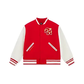 QIAODAN Sports Life Collection Baseball Jacket Men's Koi Fish Red/Jordan White