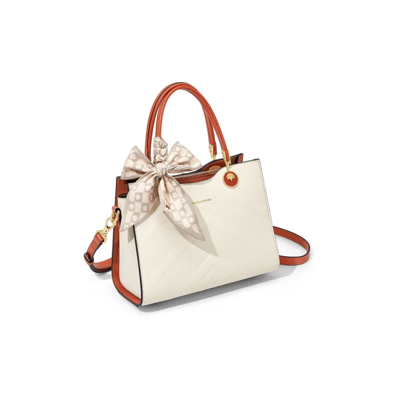 CNOLES Cow Leather Handbags Shoulder Bag Crossbody Bag Medium Size Women's Orange Milkshake-1
