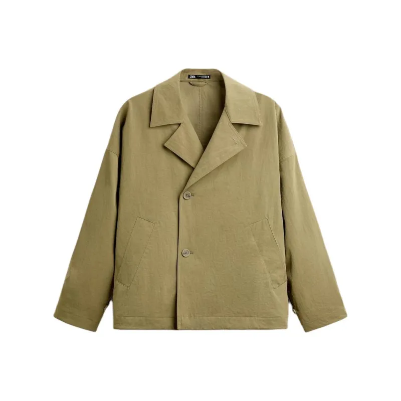 ZARA Trench Coat Men's Yellow Green-0