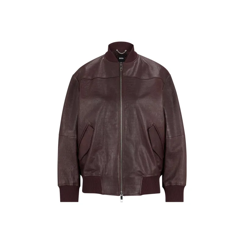 HUGO BOSS Croc-embossed Bomber Jacket-0