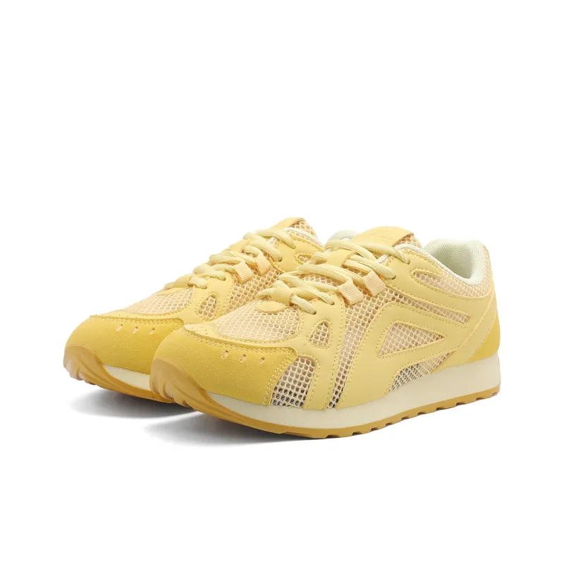 DEERWAY Height Increasing Abrasion Resistant Lightweight Low Top Casual Shoes Women's Yellow-1