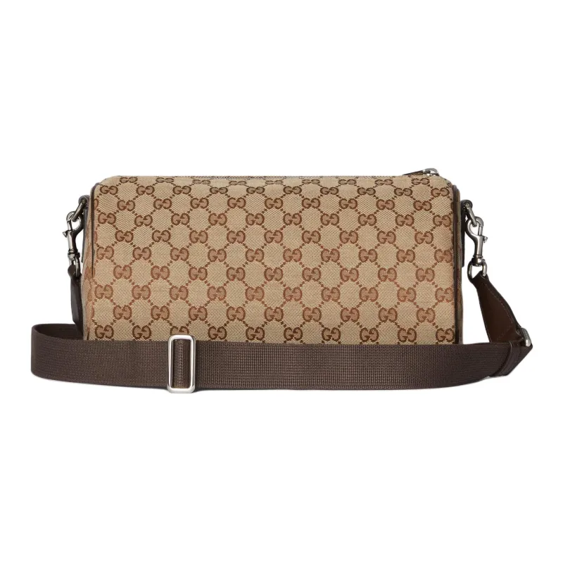 GUCCI GG Canvas Boston Bag, Crossbody Bag, Shoulder Bag Small Size Men's Beige & Dark Brown-3