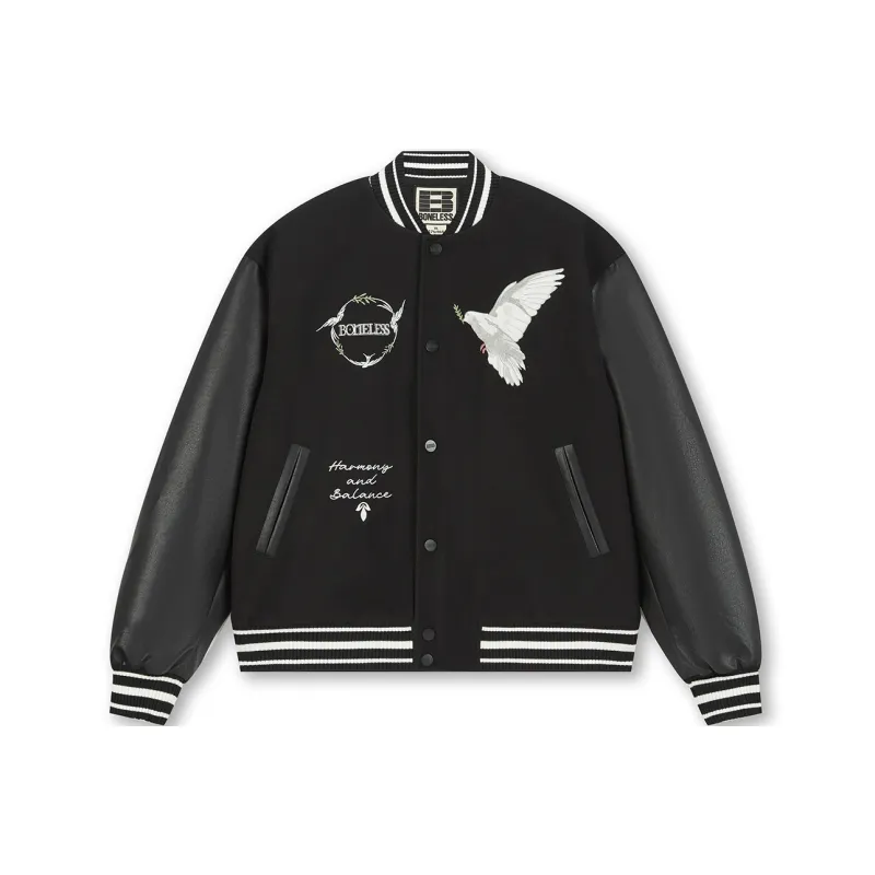 BONELESS Baseball Jacket Unisex Black-0