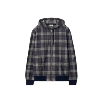 Burberry Checked Zipped Drawstring Hoodie