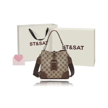 ST&SAT PVC Polyvinyl Chloride Shoulder Bag, Handbag, Crossbody Bag Regular Women's Coffee