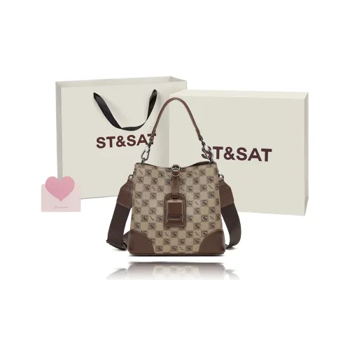 ST&SAT PVC Polyvinyl Chloride Shoulder Bag, Handbag, Crossbody Bag Regular Women's Coffee