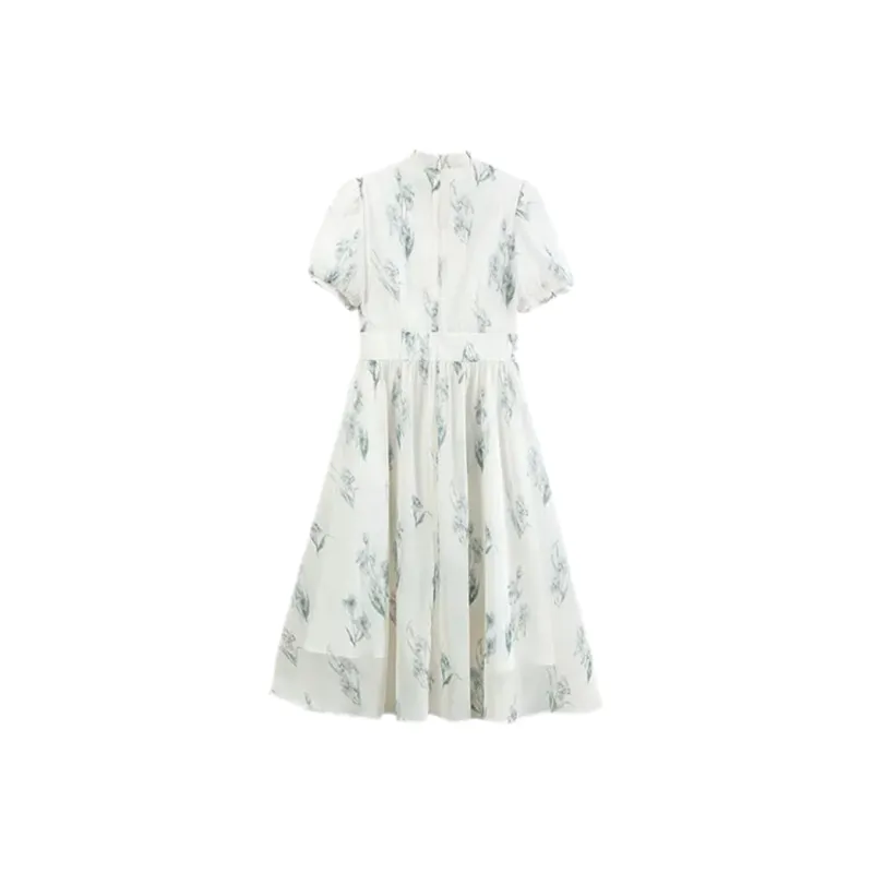 ABBY GODDESS Short Sleeved Dress Women's Beige Apricot-1