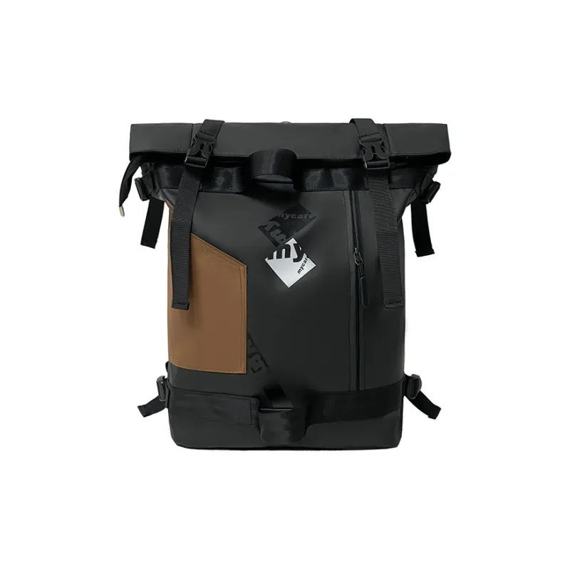 ZOGA Oxford Canvas Backpack Unisex Black Brown-5