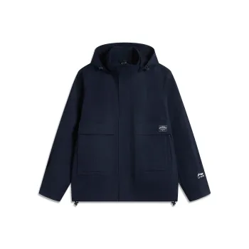 LiNing Sports Life Collection Trench Coat Men's Dark Marine Blue