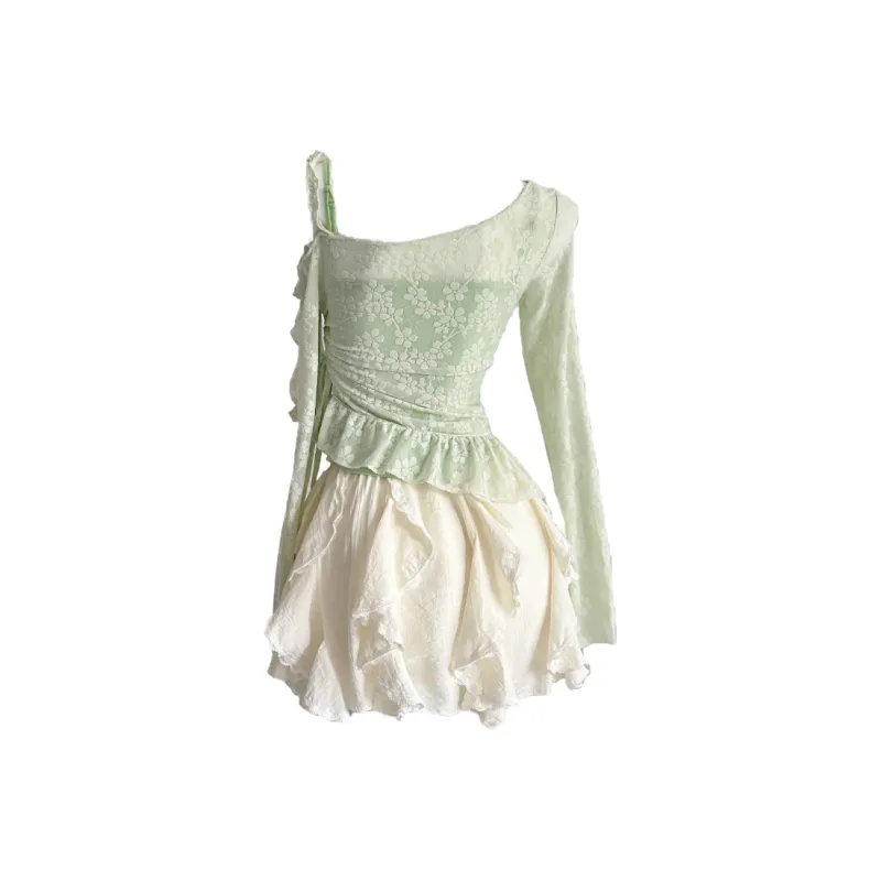 GLEE DIARY Skirt Set Women's Green-1