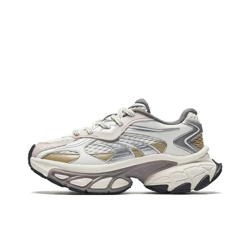 Anta Star Moon Anti Slip Wear Resistant Low Top Chunky Sneakers Women's White Silver