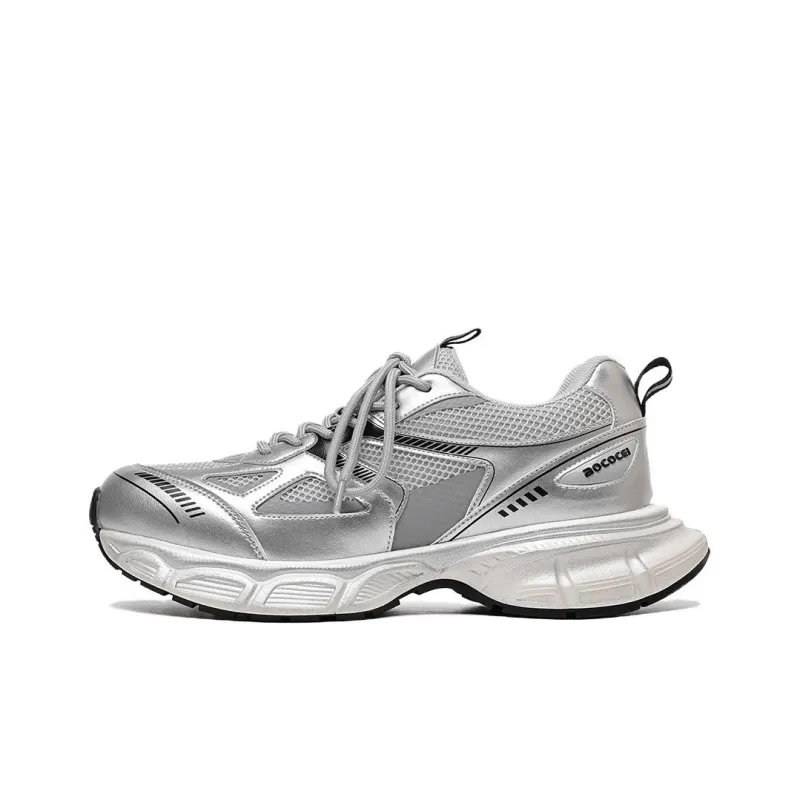 WEISHIBANGWEI Breathable Height Increase Low Top Chunky Sneakers Men's Silver-0