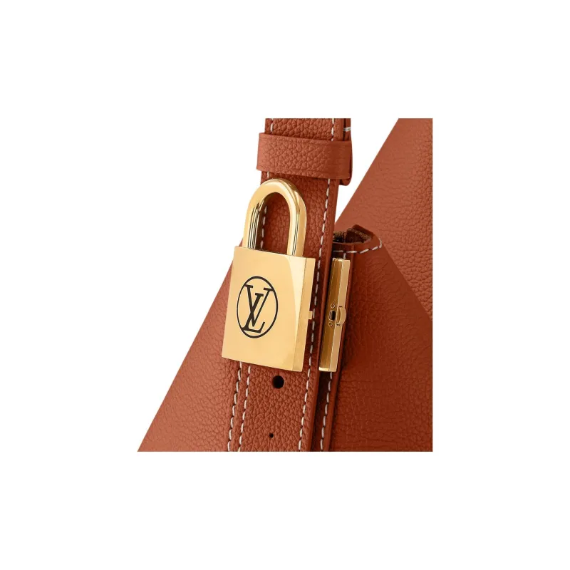 LOUIS VUITTON Cow Leather Handbag Medium Size Women's Brown-5