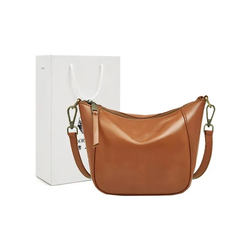 Old Man's Head Top Grain Cow Leather Crossbody Bag Regular Women's Black/White/Lemon/Khaki-12