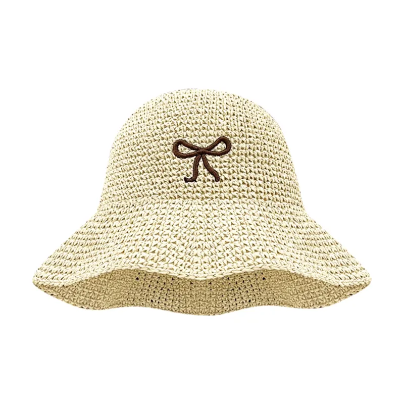 ZKY Straw Woven Bucket Hats Unisex-0