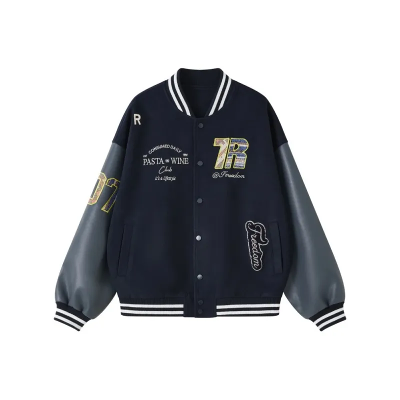 PEDLOR Baseball Jacket Unisex Navy Blue-0
