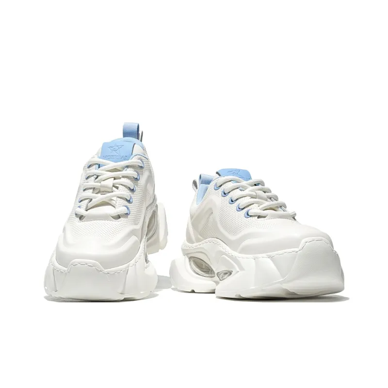MOERBAI Lava Series Breathable Height Increase Low Top Chunky Sneakers Men's White Blue-2