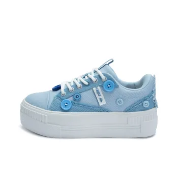 Kappa The Bright Moon And The Tide Rise Together On The Sea Low Top Skateboard Shoes Women's Iceberg Blue