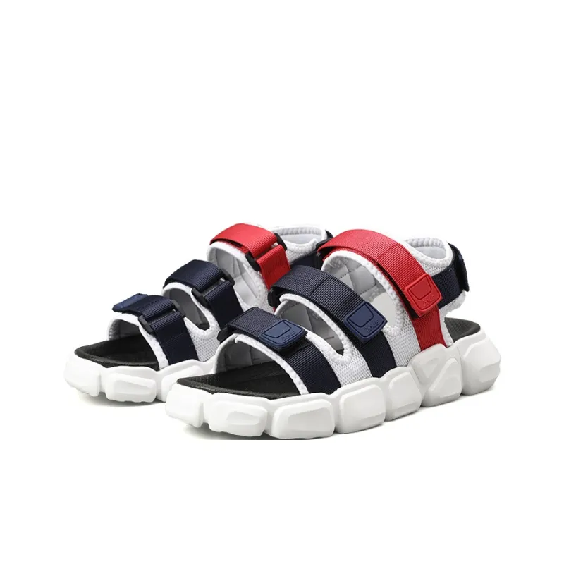 OUGLEMEN Beach Sandals Men White Blue/Beige/Black White-2