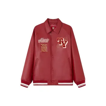 Teenie Weenie Men Leather Jacket Unisex Red