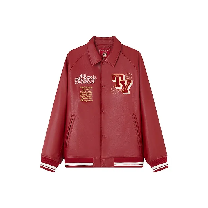 Teenie Weenie Men Leather Jacket Unisex Red-0