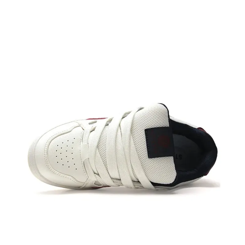 IHBOZ Coverage Slip Resistant And Abrasion Resistant Support Low Top Skateboard Shoes Women's White Burgundy-4