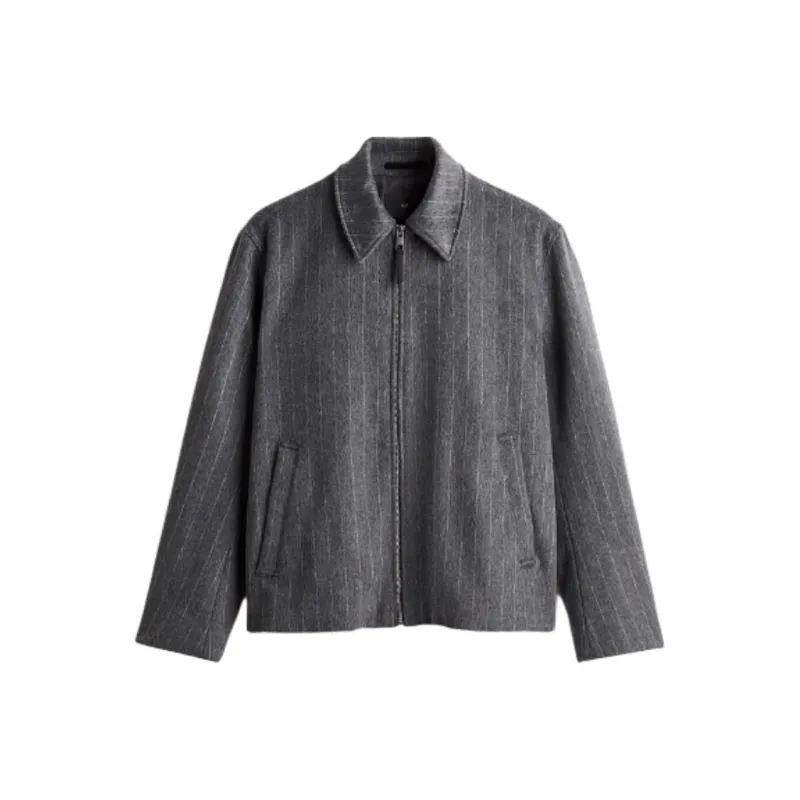 H&M Jackets & Coats Men's Dark Gray With Pinstripe-0