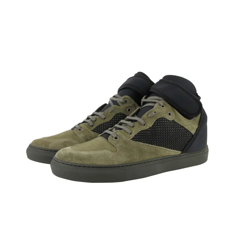 Balenciaga High Top Skateboard Shoes Men's Olive-3