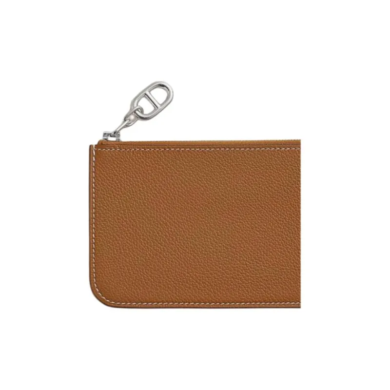 HERMES ZipengoChaine D'Ancre Evercolor Calfskin Card Holder Women's 37 Gold Brown-2