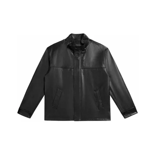 PEACEBIRD MEN Leather jacket refracted Men's Black