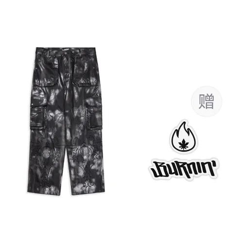 BURNIN Casual Pants Unisex Black Gray Color