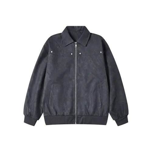 GEOFFREY B. SMALL Leather Jacket Unisex Gray