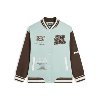 XTEP Baseball Jacket Unisex Clear Green/Coffee Brown