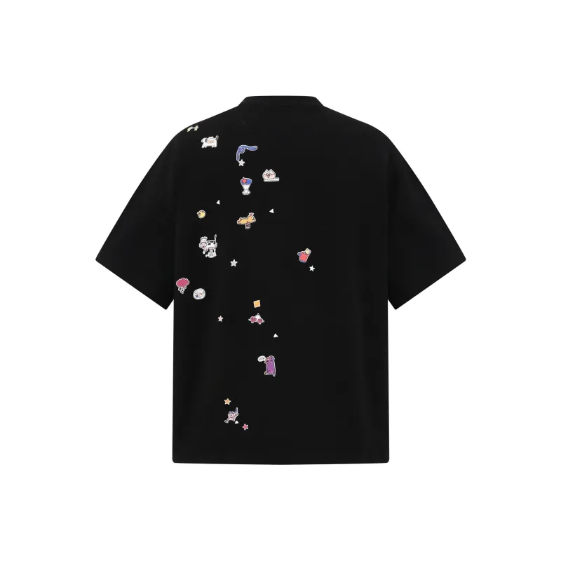Vine Color Drop Shoulder Sleeve T Shirt Women's-3