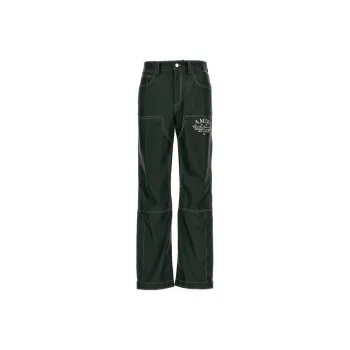 AMIRI Logo Embroidered Leather Trousers