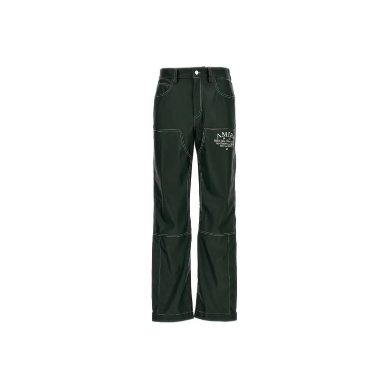 AMIRI Logo Embroidered Leather Trousers-0