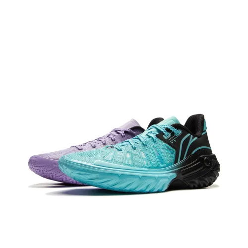 LiNing Jie Ao 2 Cushioning, Slip Resistant, And Breathable Low Top Basketball Shoes Men's Blue Purple Mismatched