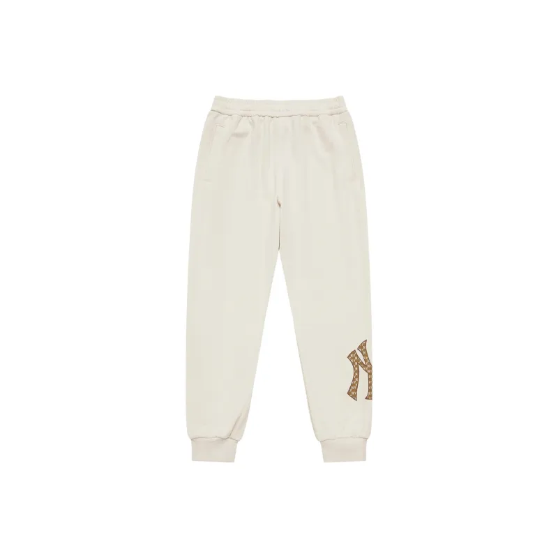 MLB MONOGRAM Collection New York Yankees 24FW Casual Pants Knitted Sweatpants Unisex Dark Cream-0