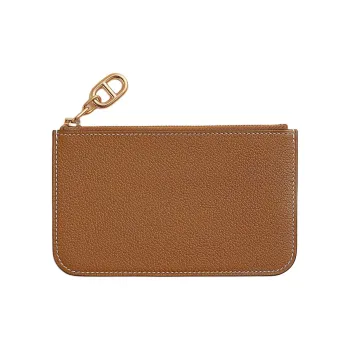HERMES ZipengoChaine D'Ancre Evercolor Calfskin Card Holder Women's 37 Gold Brown