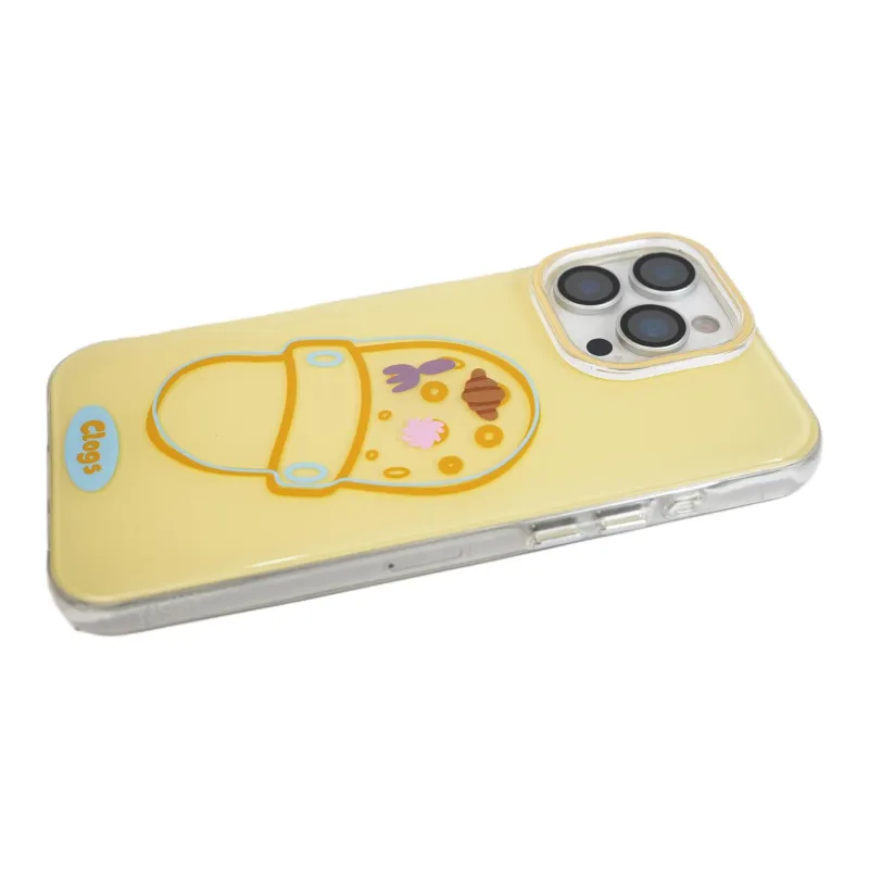 Wei Xin Acrylic Material Yellow Striped Clogs Phone Cases Compatible With IPhone 16/15 Pro Max/Apple 13/14 Pro/Max-4