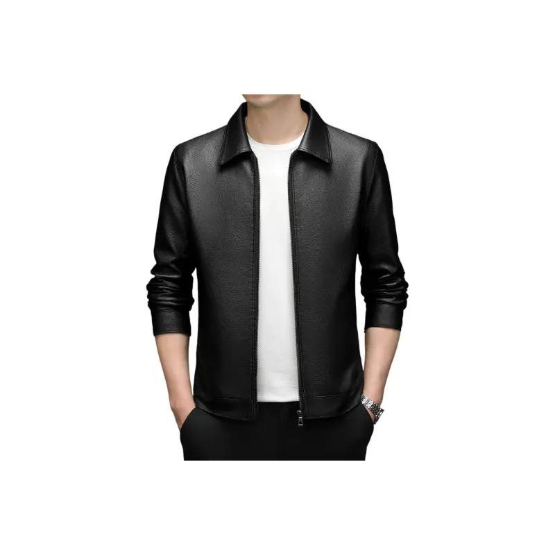 PIERRE CARDIN Leather Jacket Men's Black-0