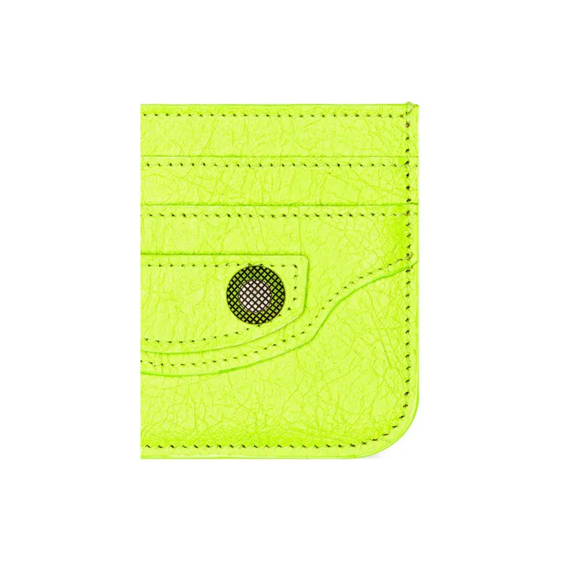 Balenciaga Le Cagole Sheepskin Card Holder Regular Women's Fluorescent Yellow-3