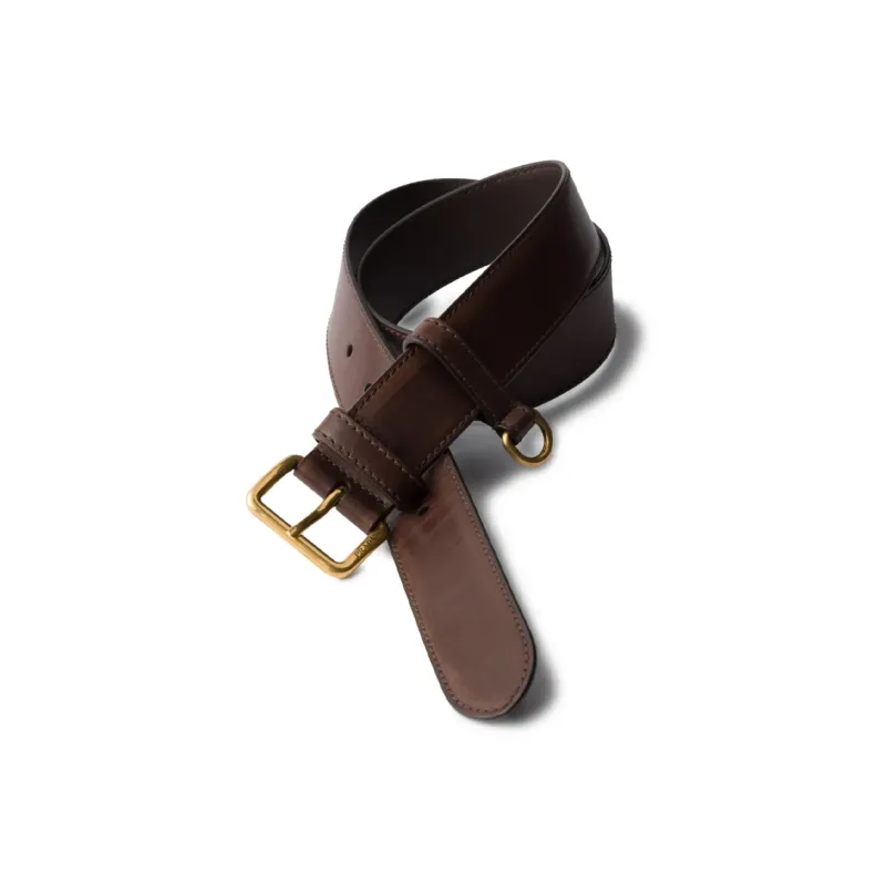PRADA Calfskin Leather Belts Women's Brown -1
