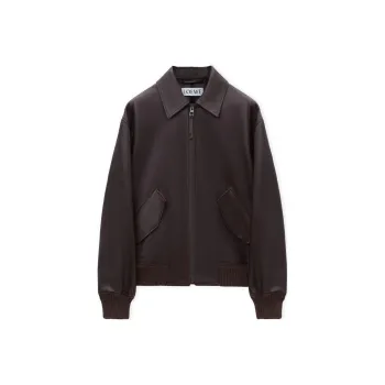 LOEWE FW24 Leather Jacket Men's Dark Red