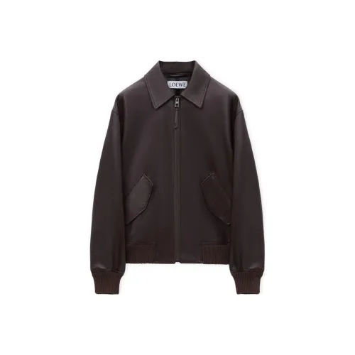 LOEWE FW24 Leather Jacket Men's Dark Red