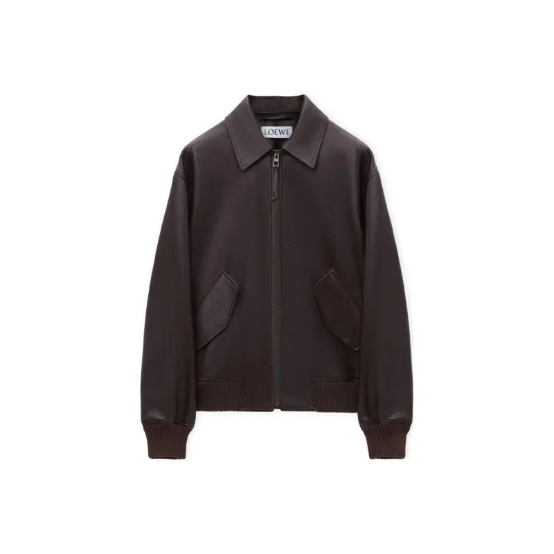 LOEWE FW24 Leather Jacket Men's Dark Red-0