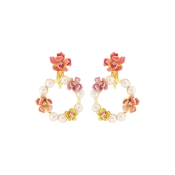 LES NEREIDES Gold Plated Clip On Earrings Women's Pink